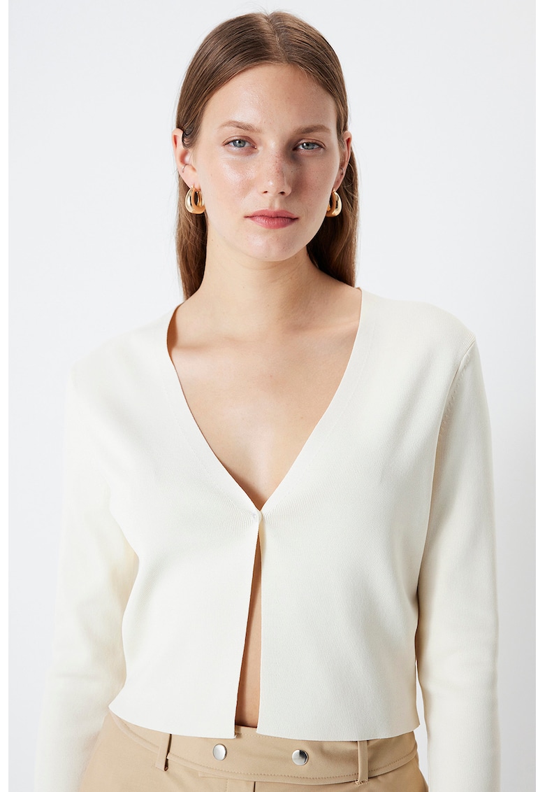 Cardigan cu decolteu in V si model uni