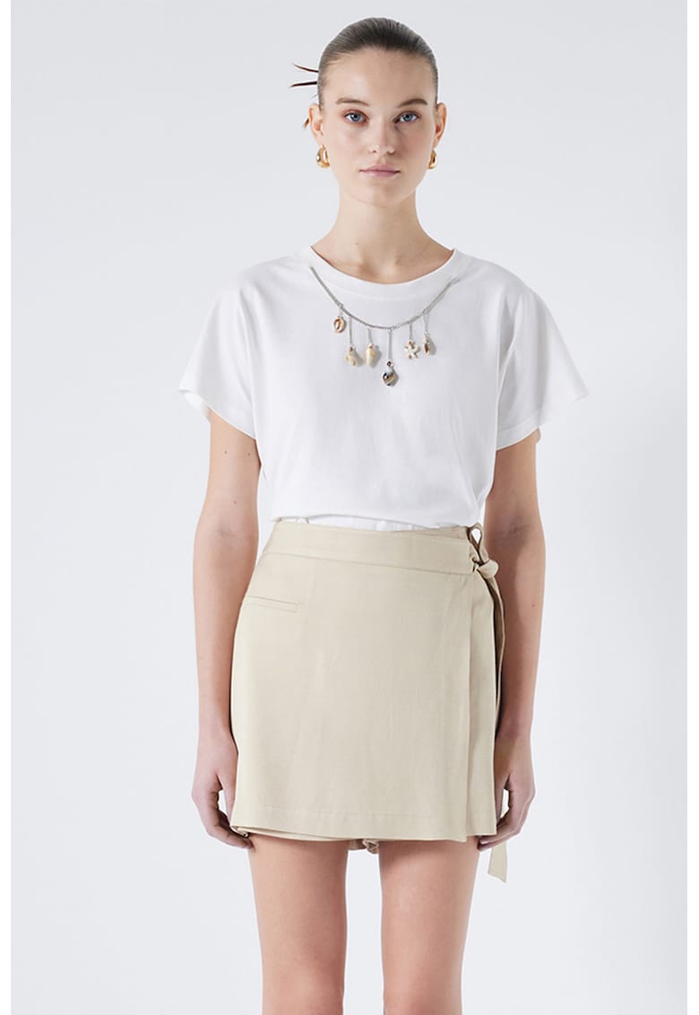 Tricou lejer din bumbac cu aplicatii cu scoici