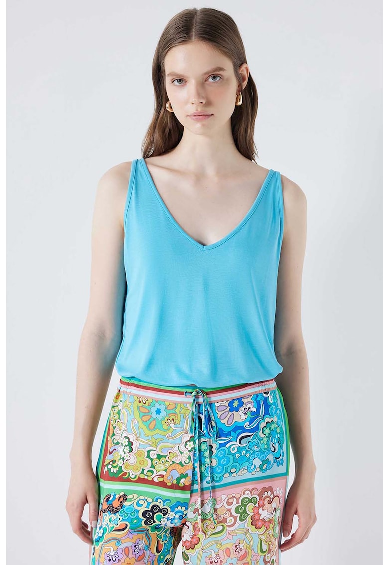 Top din amestec de modal cu decolteu rotund