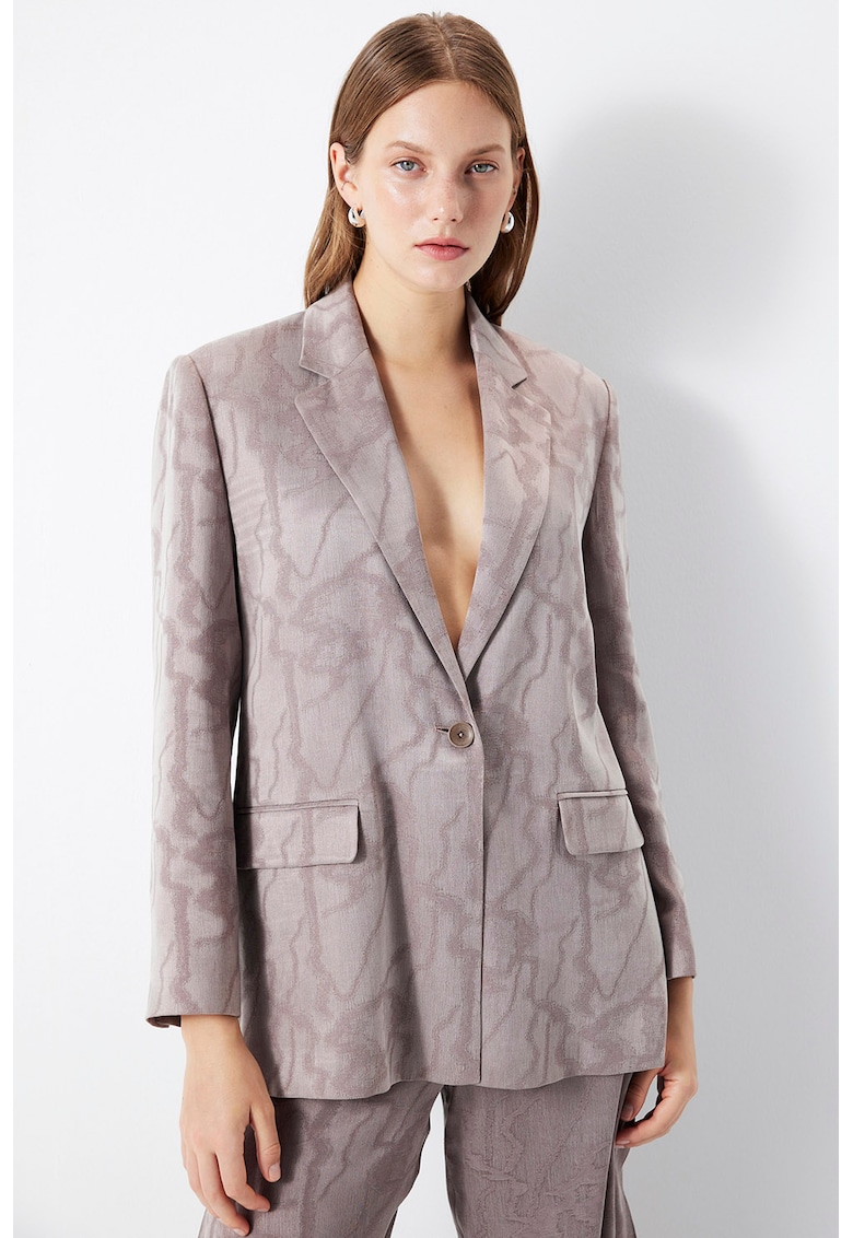 Sacou din amestec de lyocell cu model si buzunare cu clapa