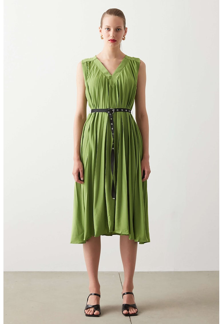 Rochie plisata cu decolteu in V