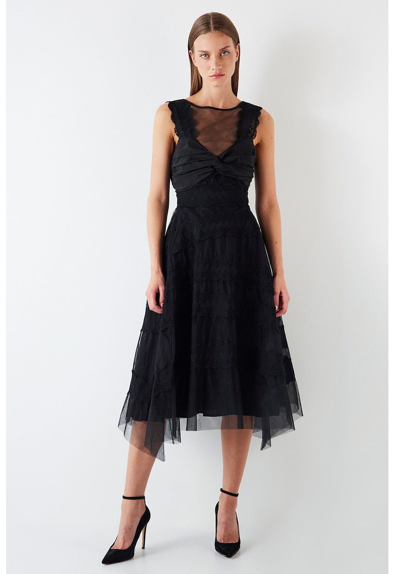 Rochie midi cu insertii din tul Rochie midi cu insertii din tul