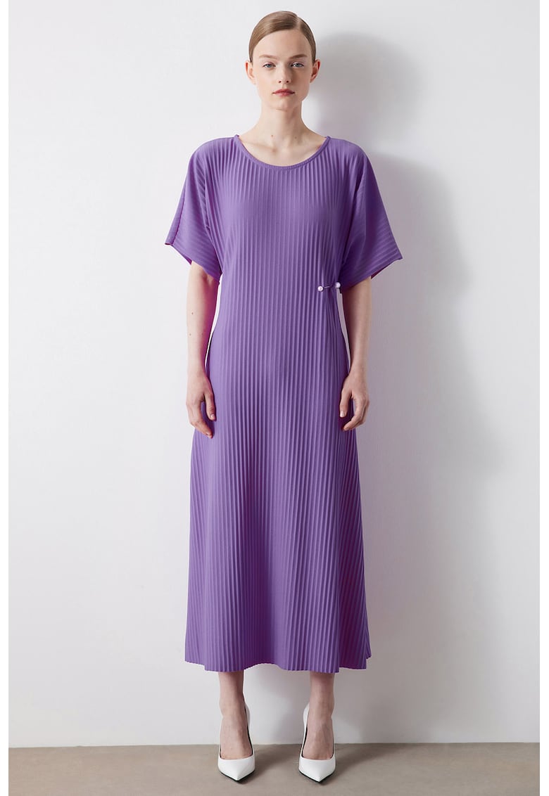 Rochie plisata cu decolteu rotund