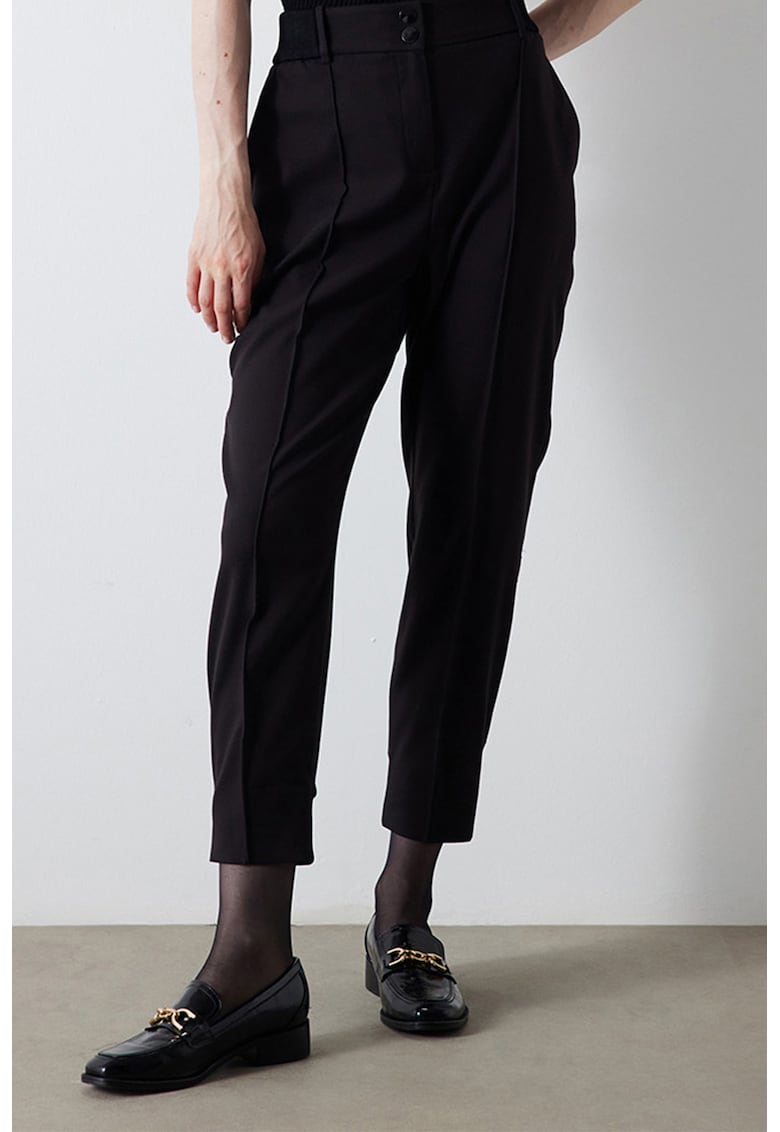 Pantaloni crop cu croiala conica