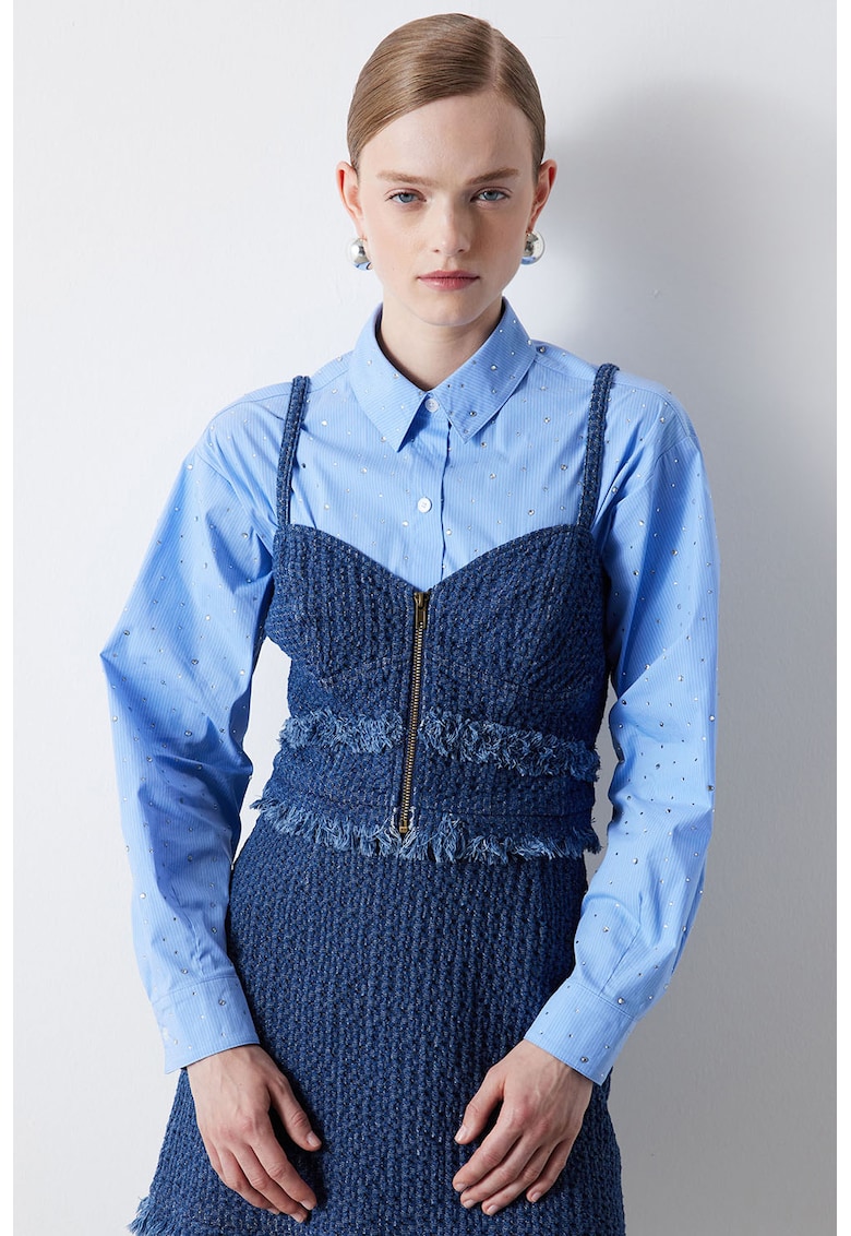 Top crop cu decolteu in V