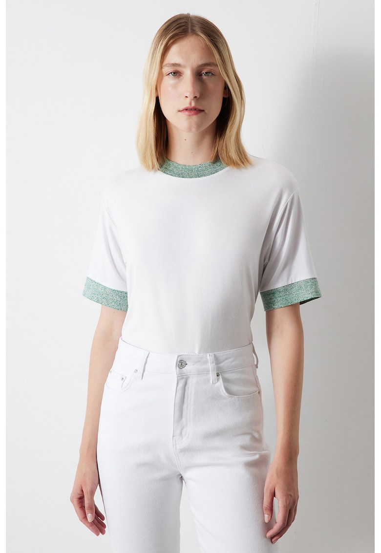 Tricou din amestec de modal cu garnituri contrastante