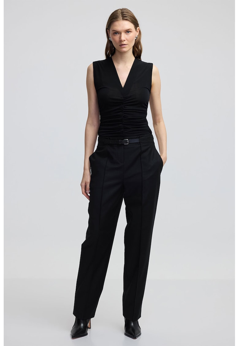 Pantaloni regular fit cu talie medie