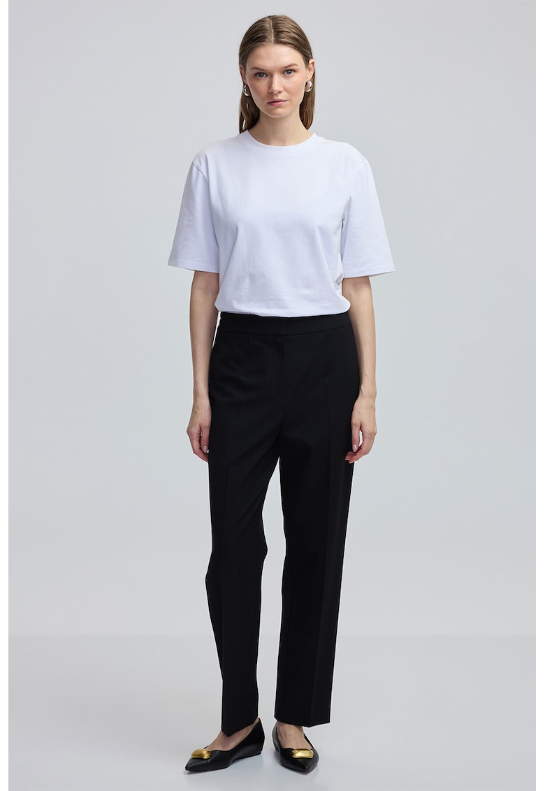Pantaloni regular fit cu talie medie - Negru
