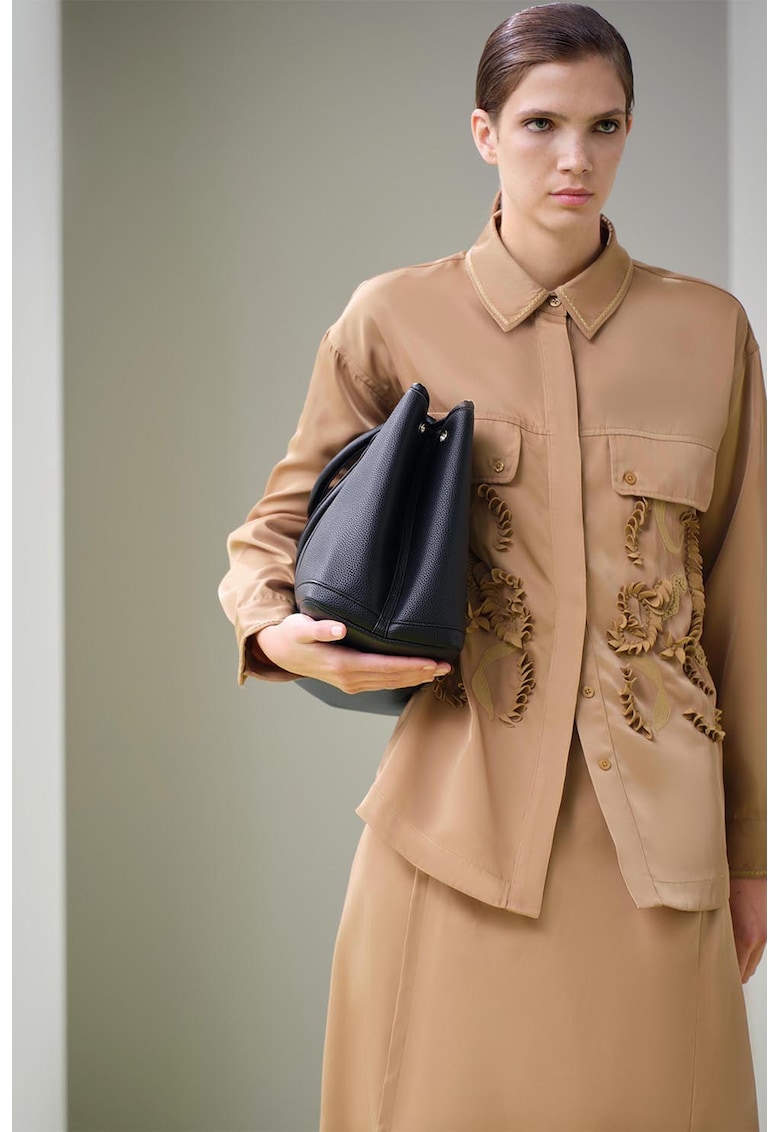 Jacheta-camasa uni cu broderie Jacheta-camasa uni cu broderie