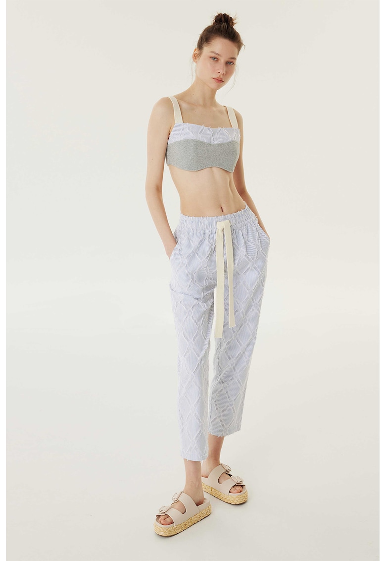 Pantaloni crop cu talie ajustabila