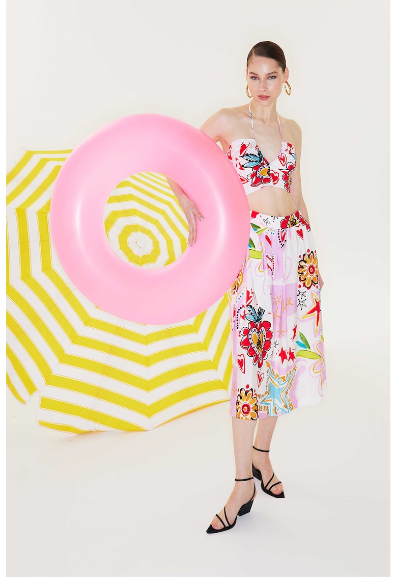 Fusta evazata cu imprimeu grafic Fusta evazata cu imprimeu grafic