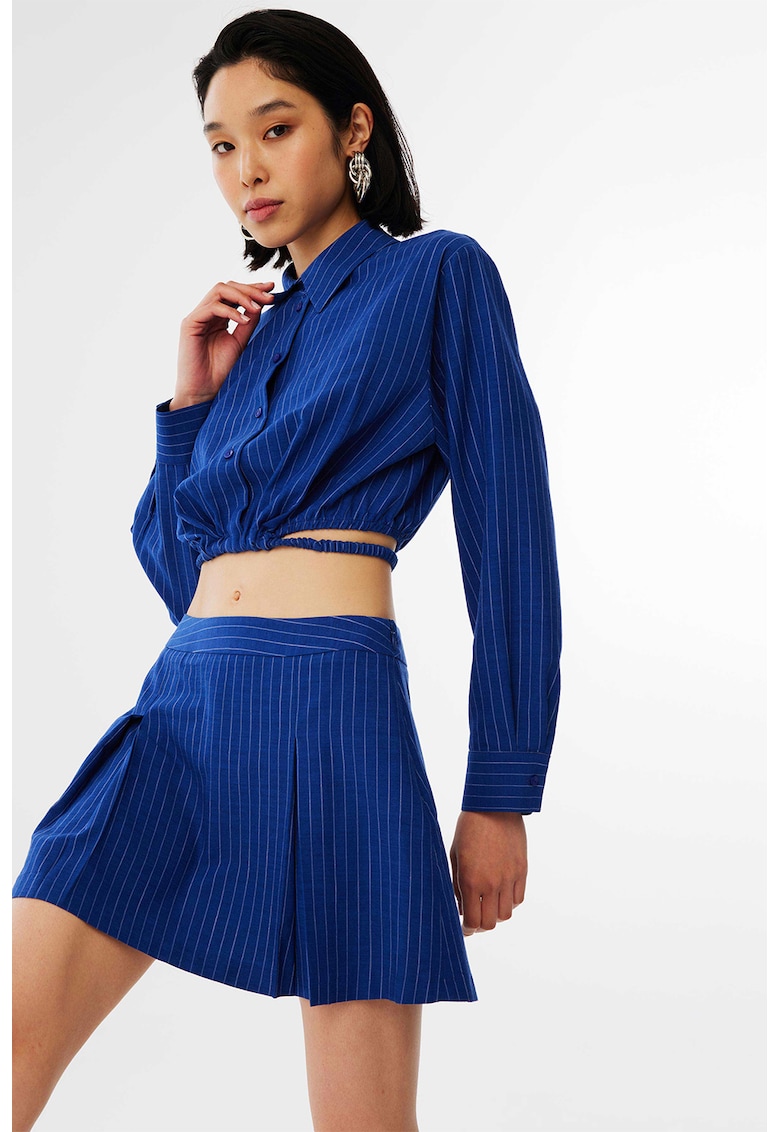 Fusta mini cu dungi si pliuri