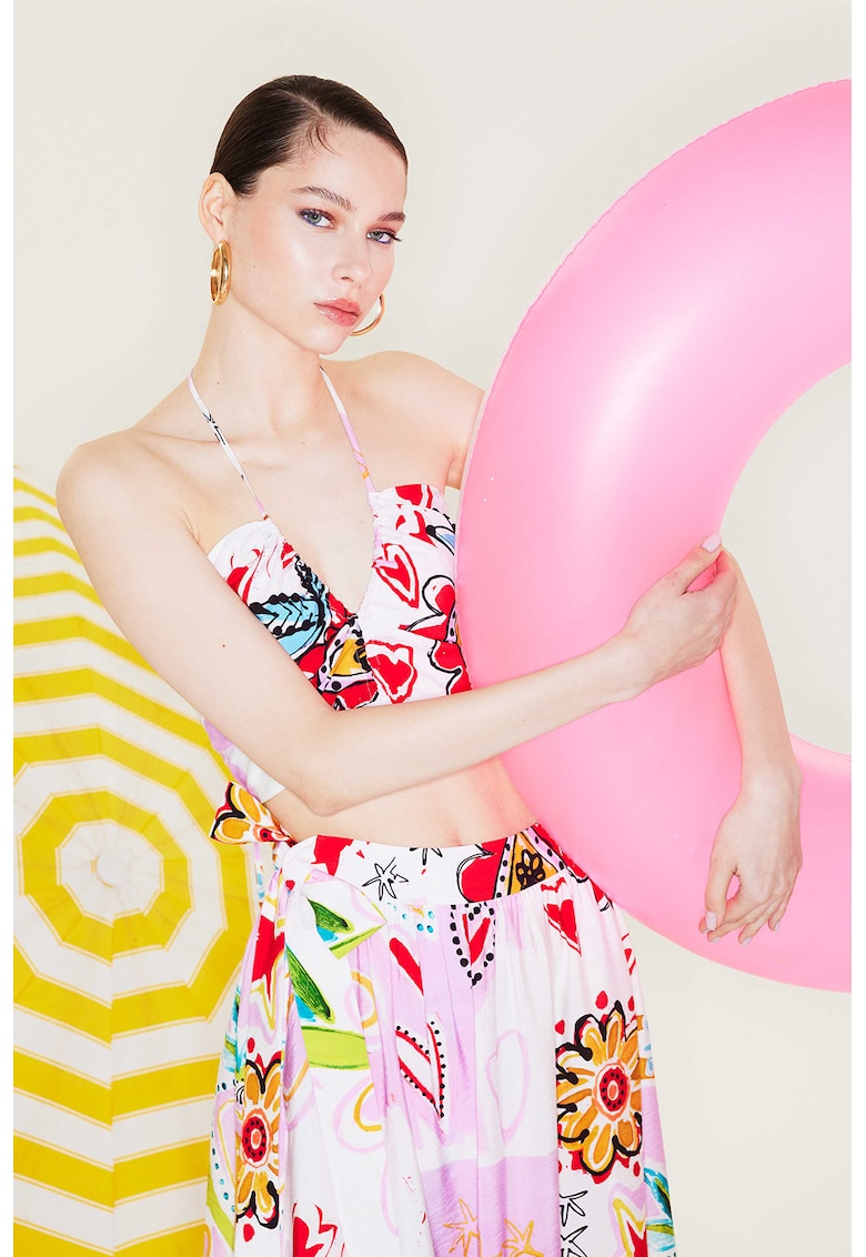 Top crop cu imprimeu