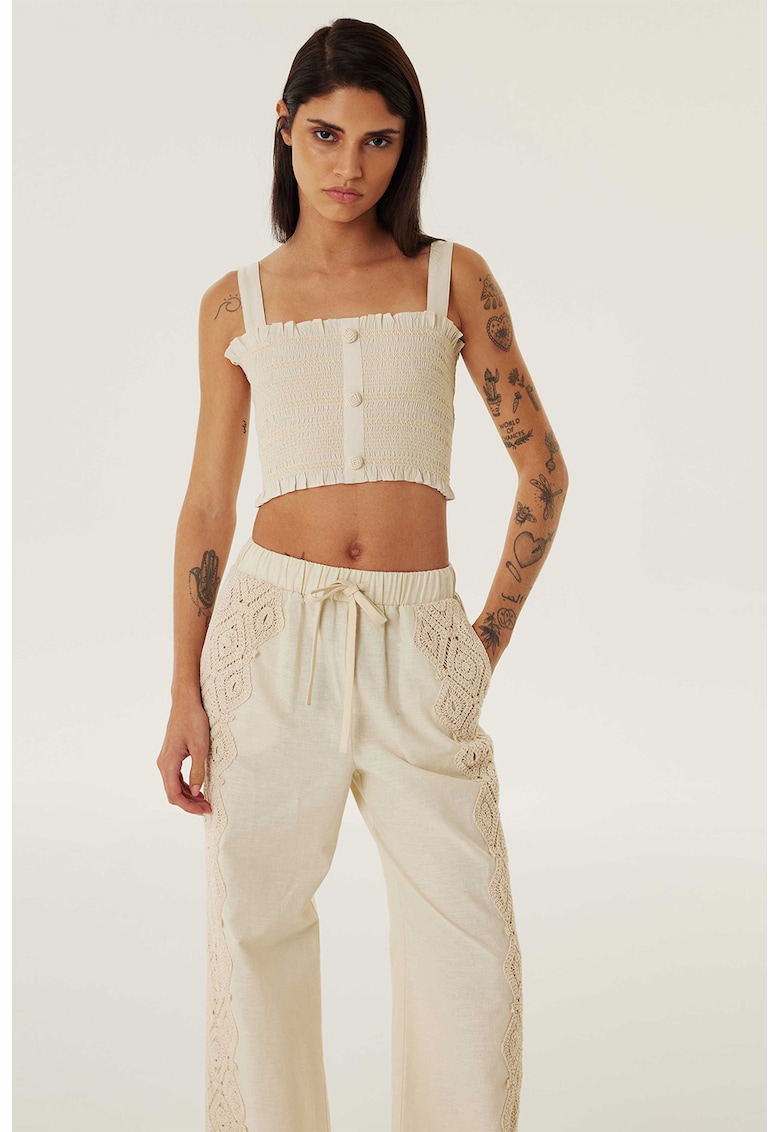 Top crop cu bretele late