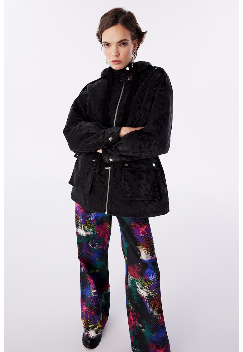 Jacheta parka cu aspect catifelat