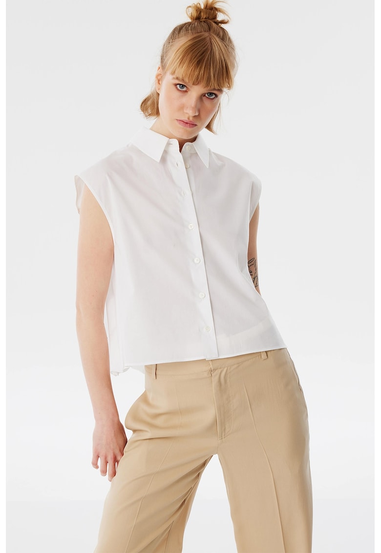 Camasa crop cu maneci scurte Camasa crop cu maneci scurte