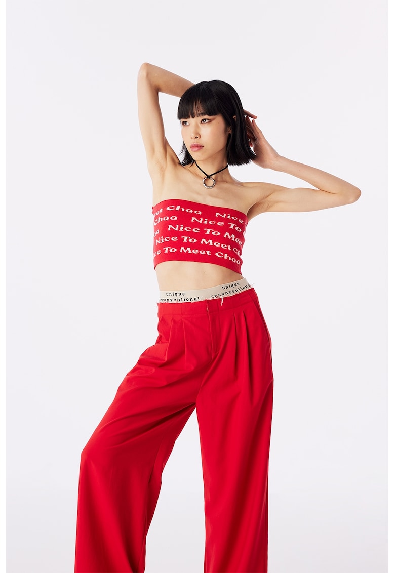 Top bandeau cu model text