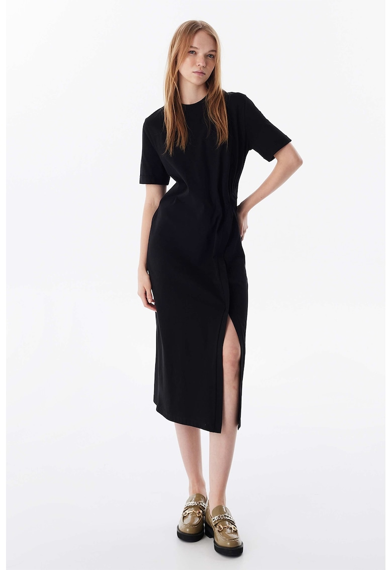 Rochie midi din bumbac cu slit