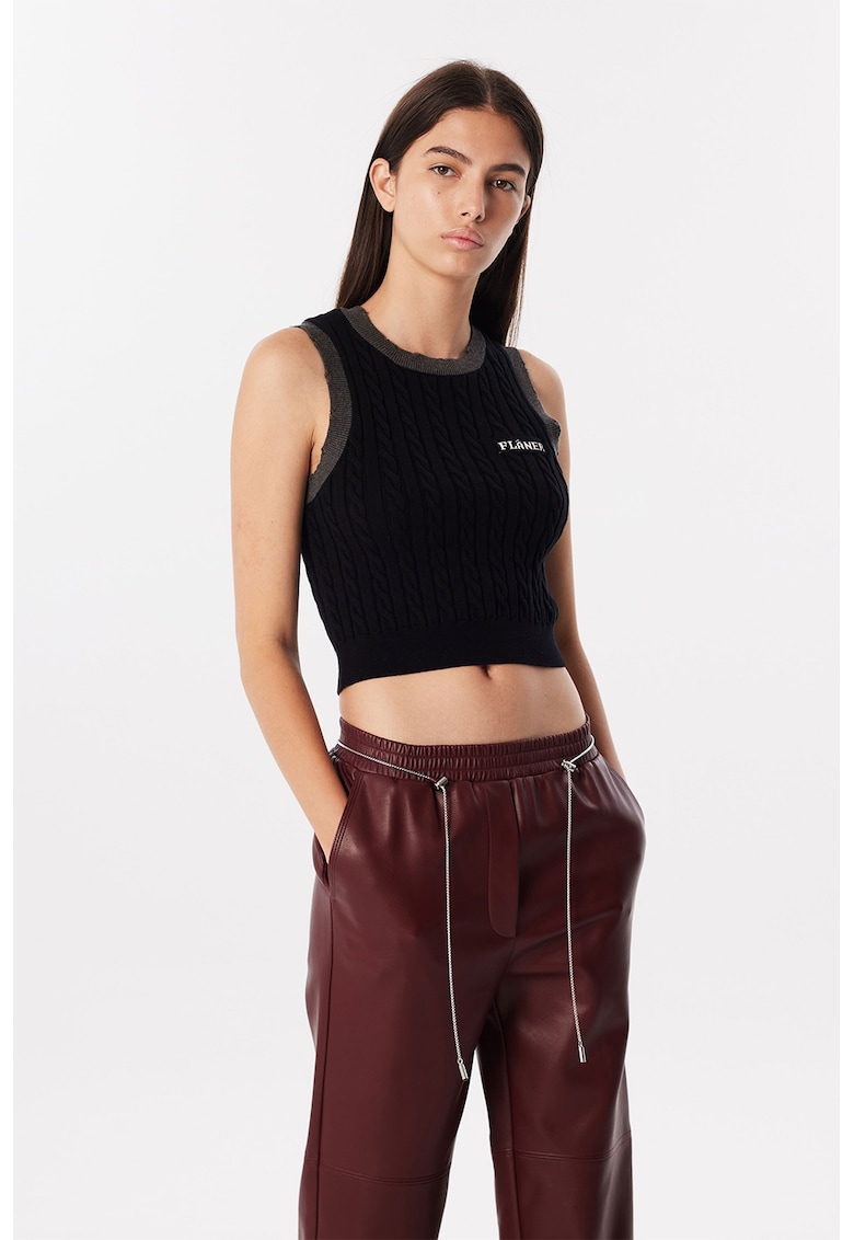 Pulover crop cu model torsade
