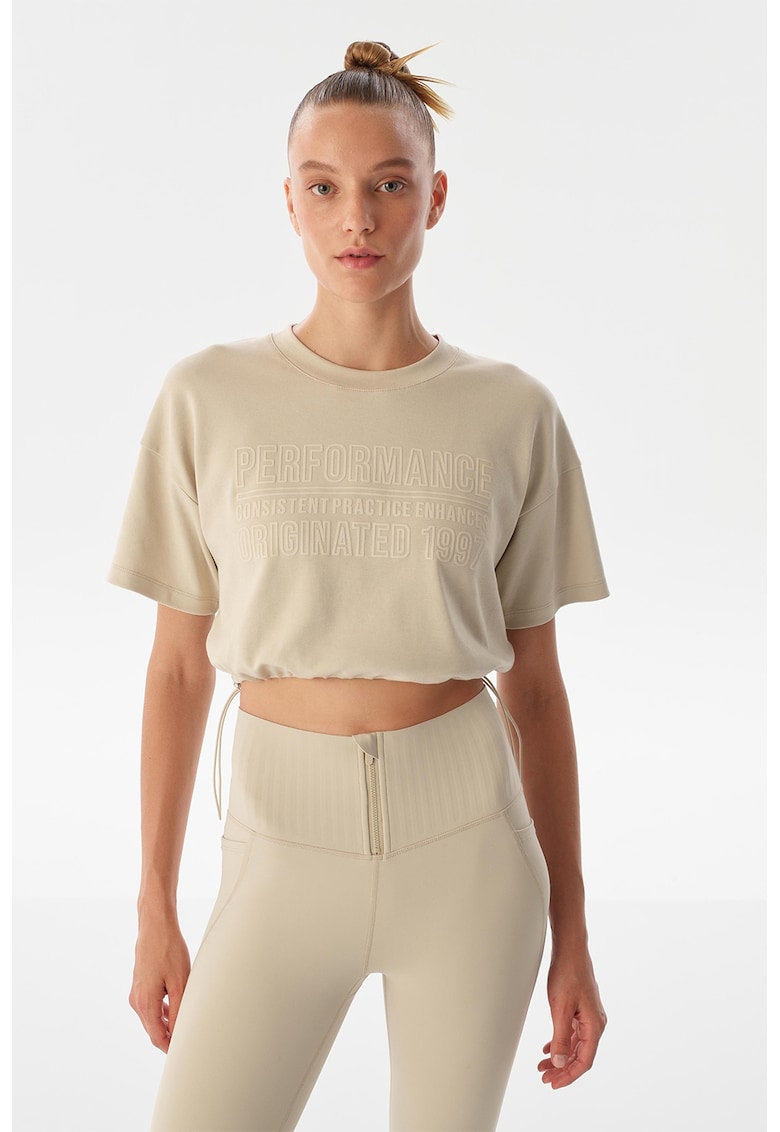 Tricou crop cu snururi de ajustare laterale Tricou crop cu snururi de ajustare laterale