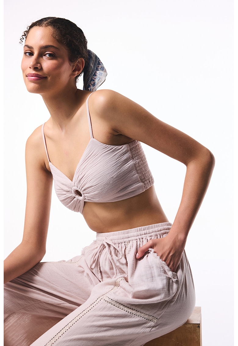 Top crop de plaja - din bumbac