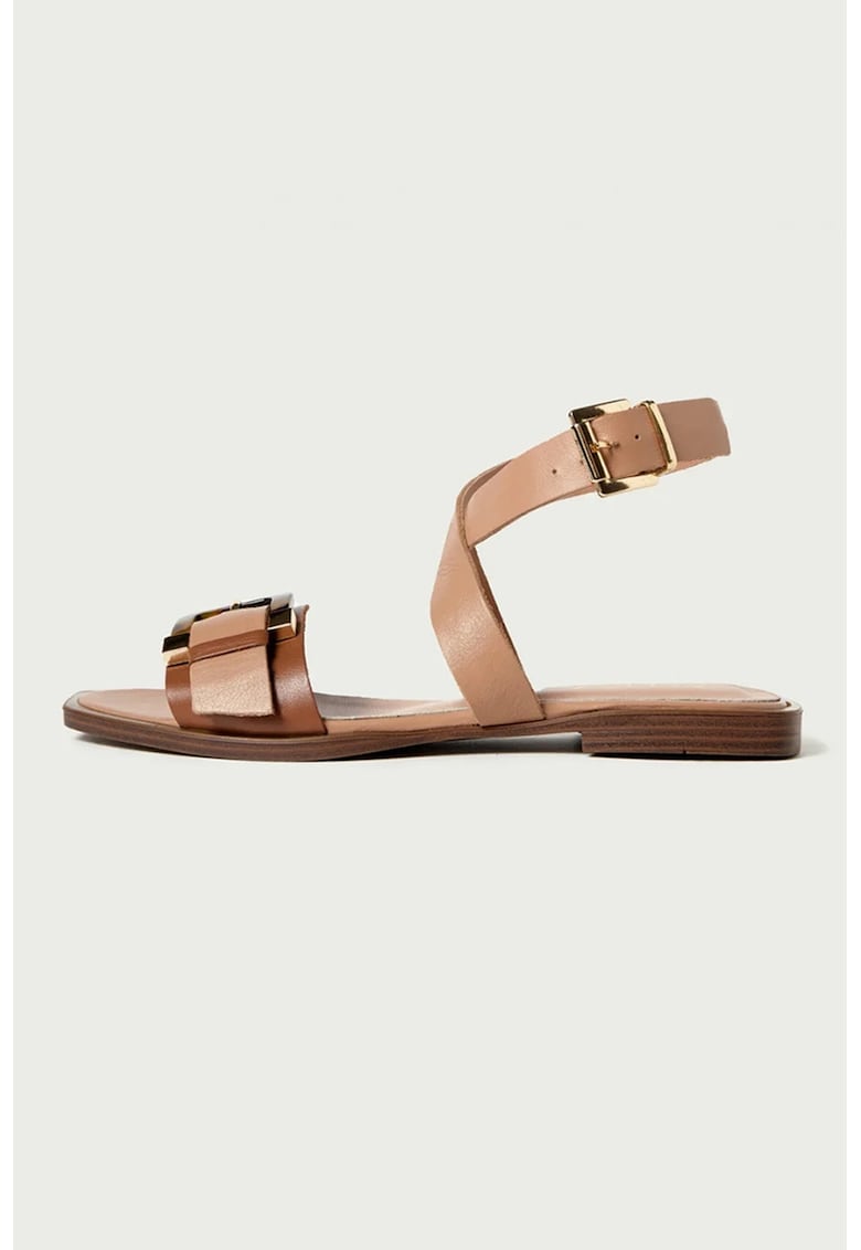 Sandale de piele cu bareta cu catarama Vivian - Bej