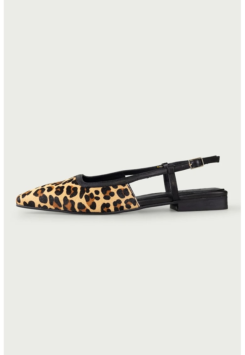 Balerini slingback de piele cu animal print Milena