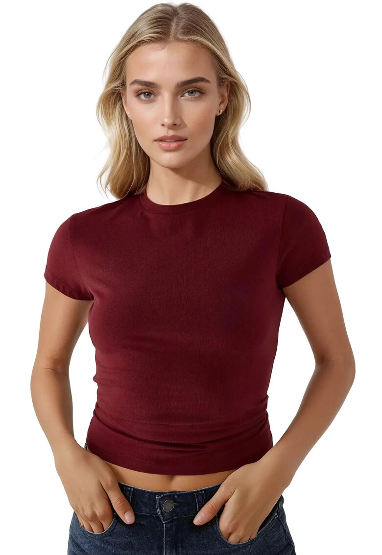 Tricou dama - slim fit - jerseu - rosu