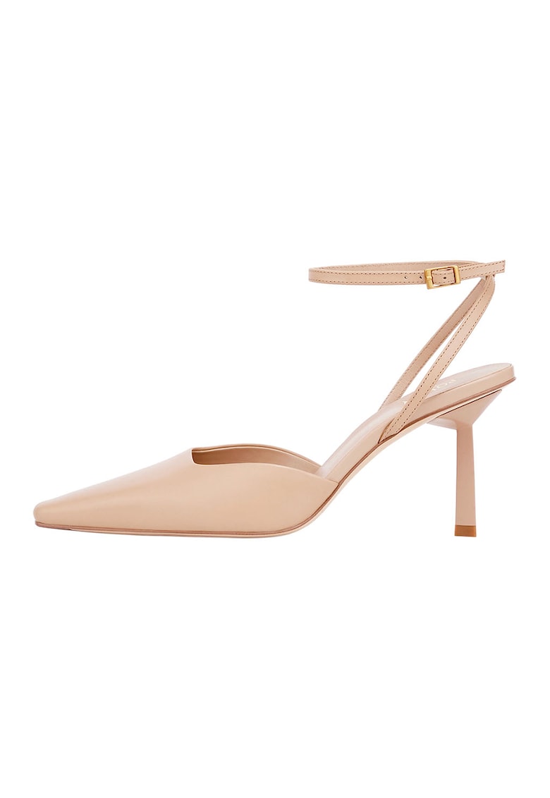 Pantofi de piele cu varf ascutit - Bej