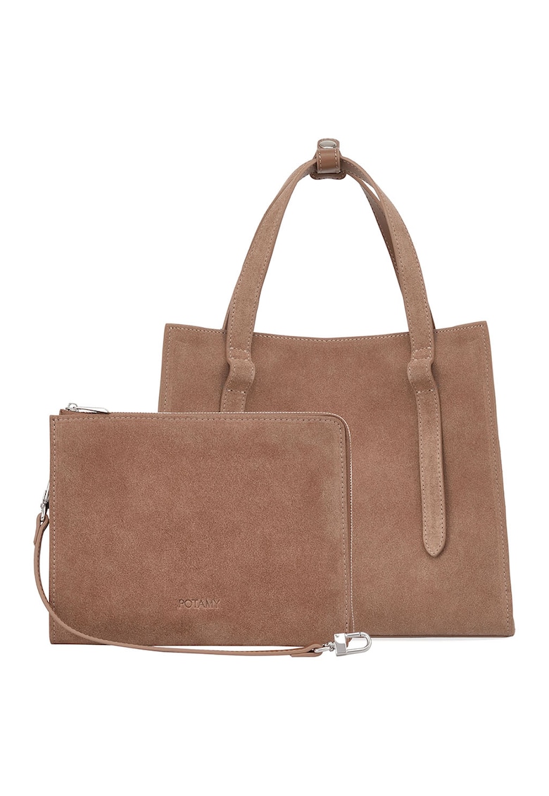 Geanta shopper din piele intoarsa cu etui