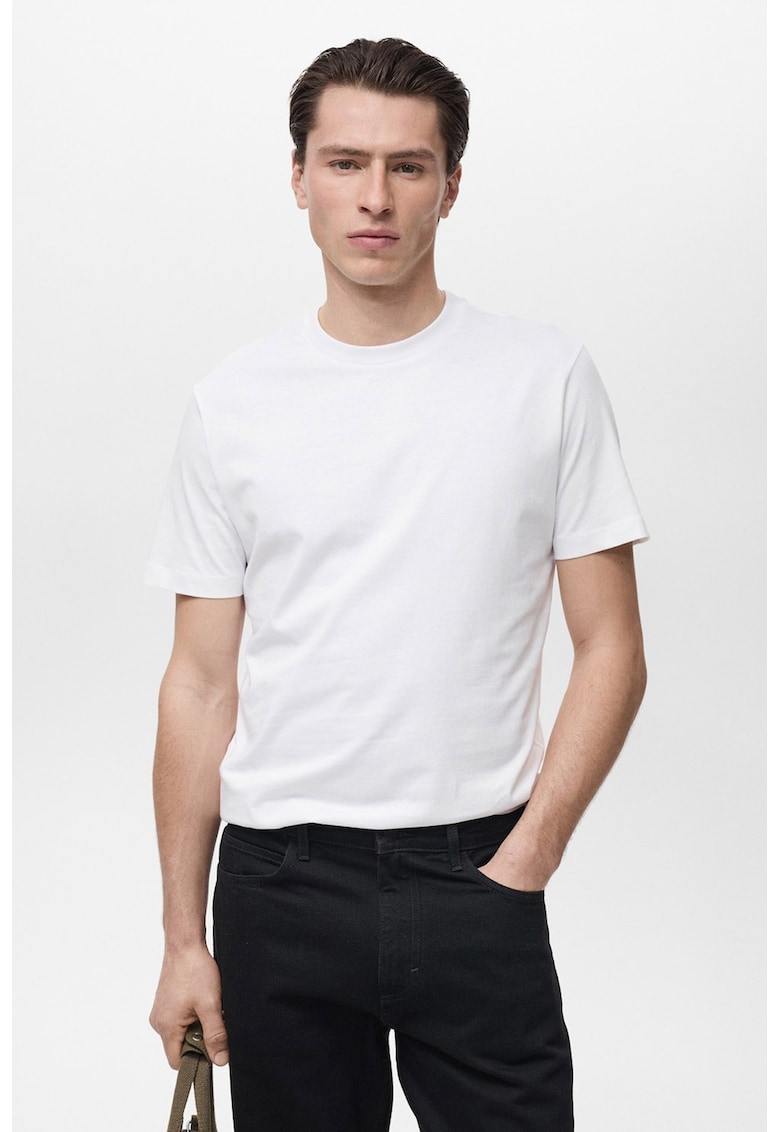Tricou slim fit de bumbac - Alb murdar