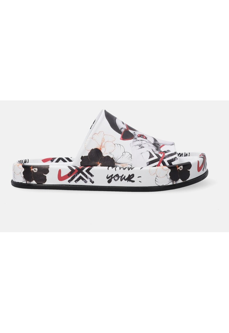 Papuci din piele cu model grafic