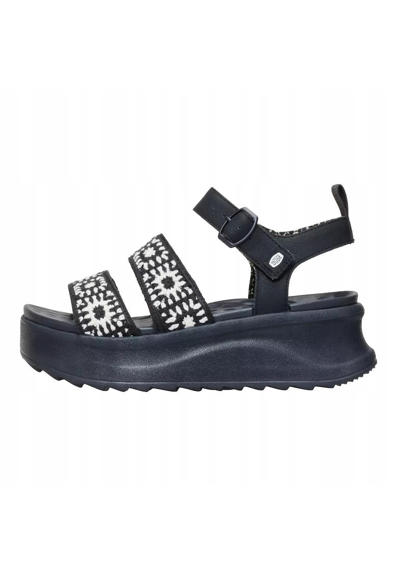 Sandale din material textil cu talpa wedge