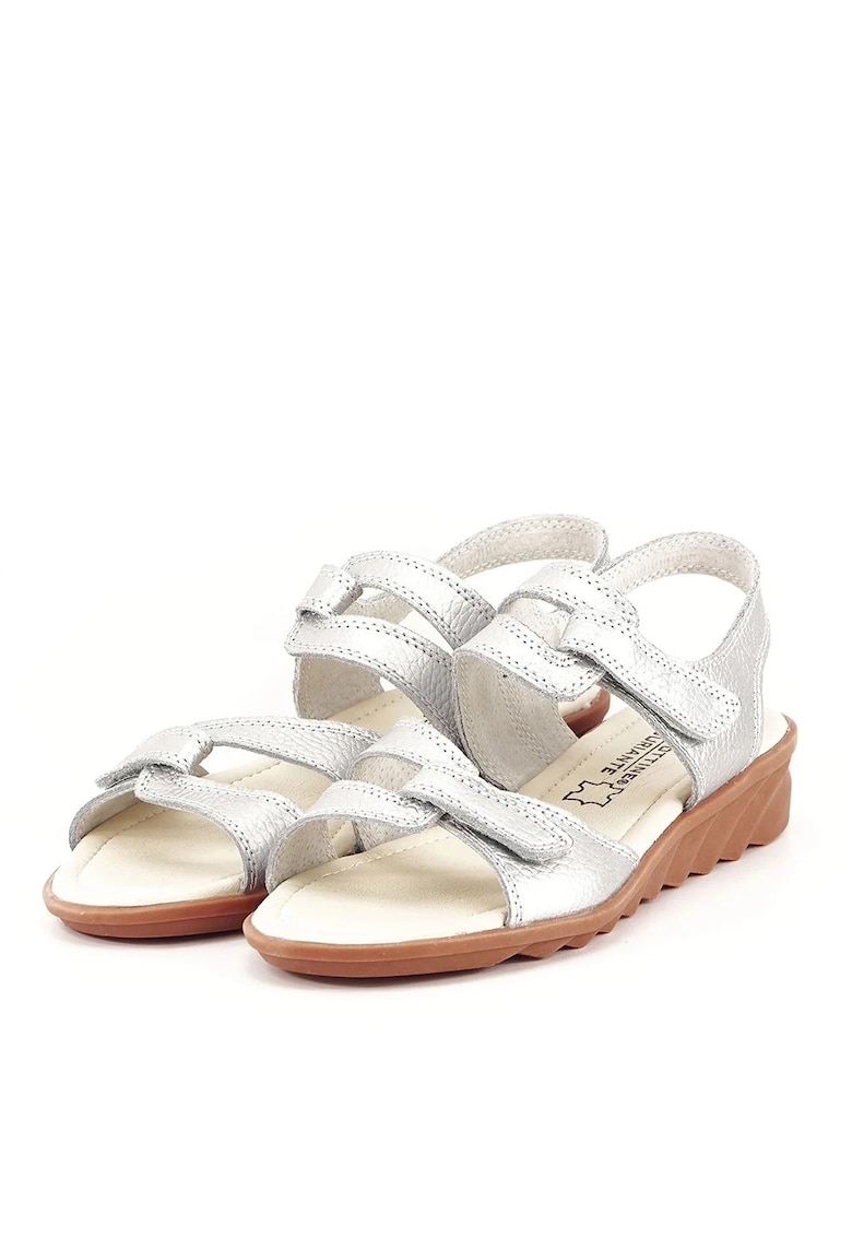 Sandale argintii din piele naturala Iasmina M5 Argintiu