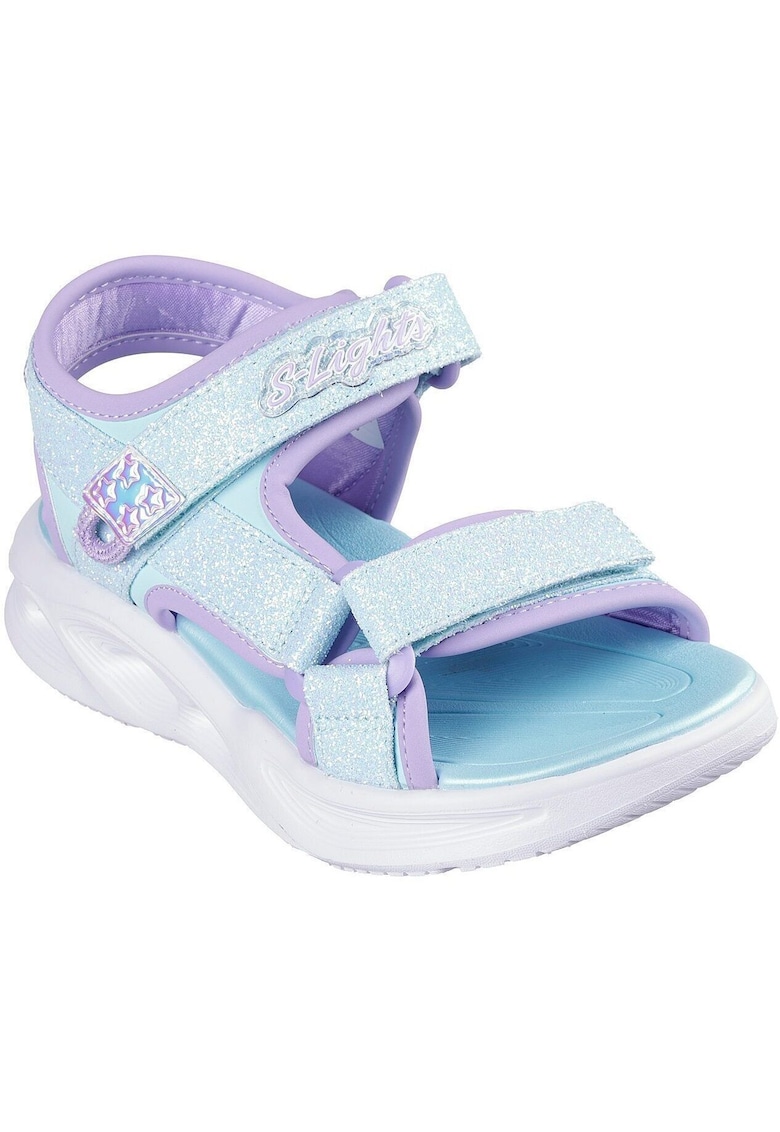 Sandale cu inchidere velcro si LED-uri - Albastru
