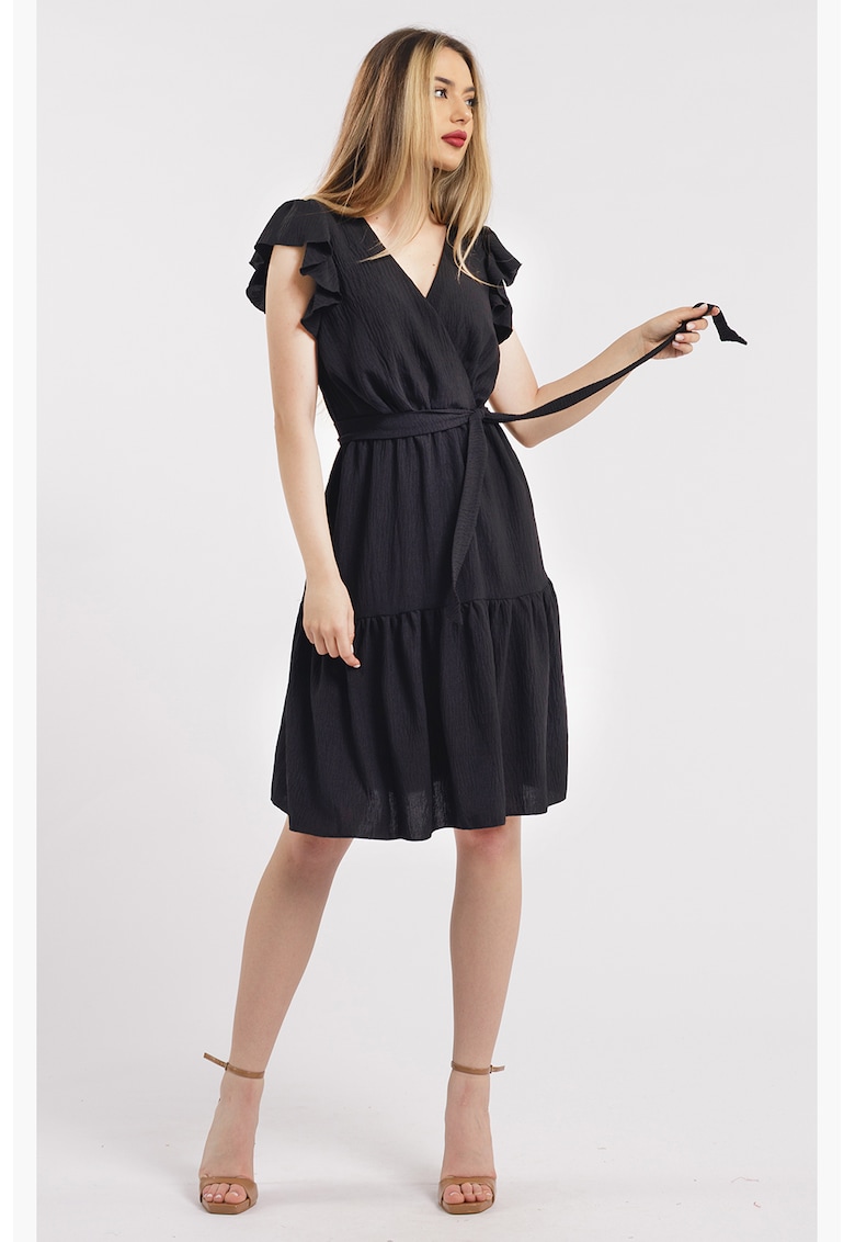 Rochie scurta cu decolteu in V - Negru