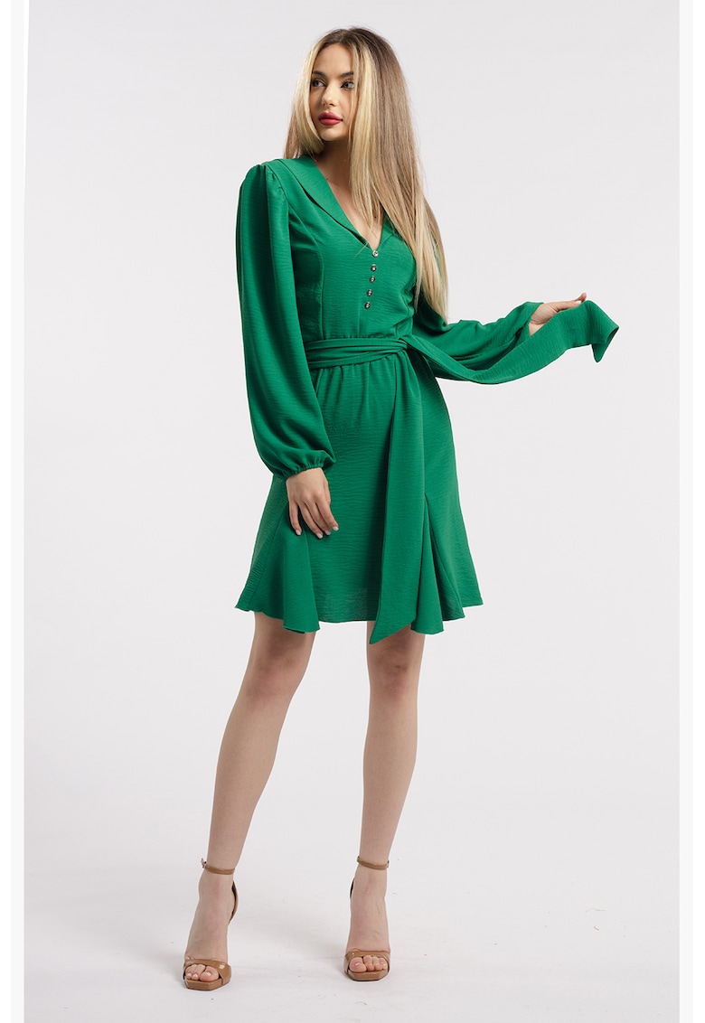 Rochie cu terminatie asimetrica si decolteu in V