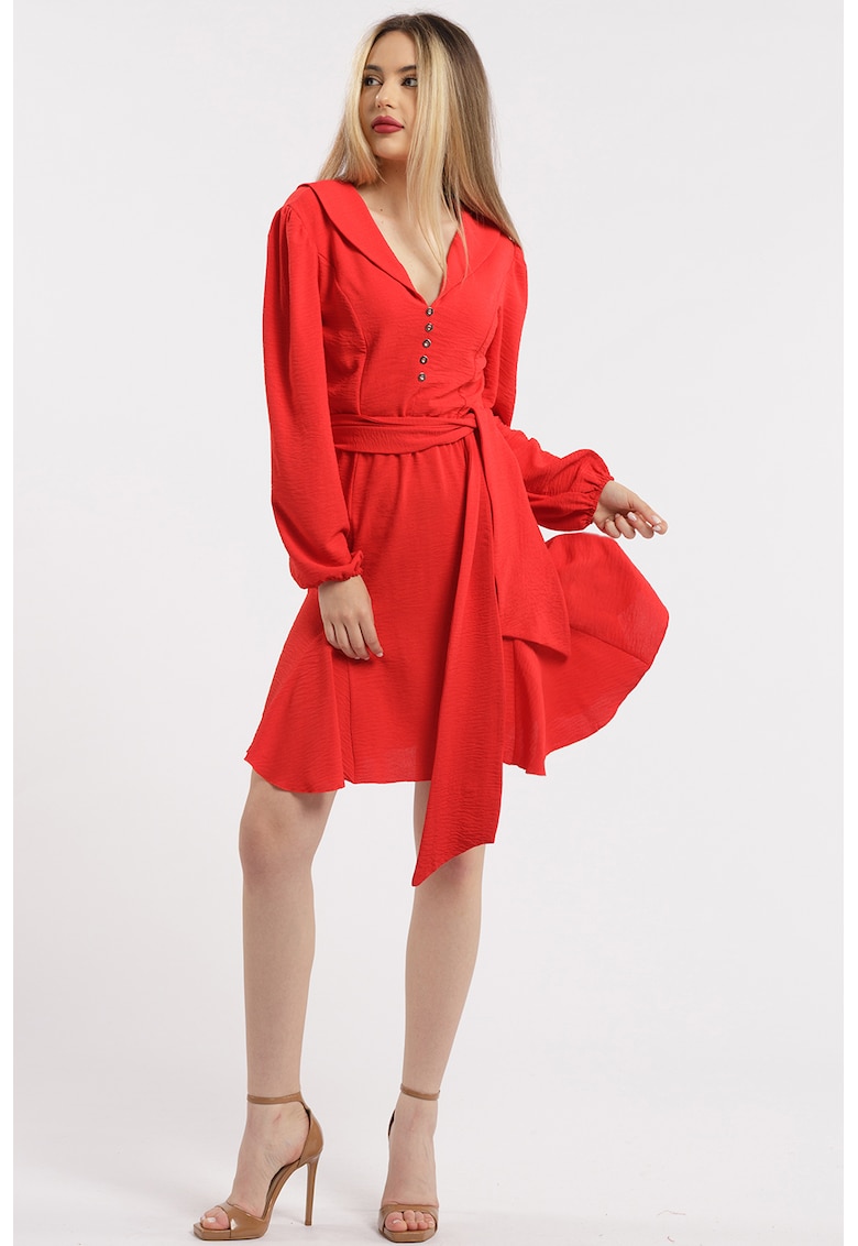 Rochie cu terminatie asimetrica si decolteu in V