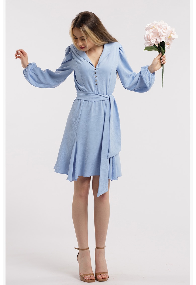 Rochie cu terminatie asimetrica si decolteu in V