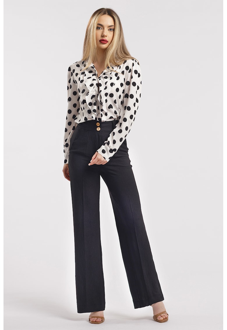 Pantaloni drepti cu talie inalta - Negru stins