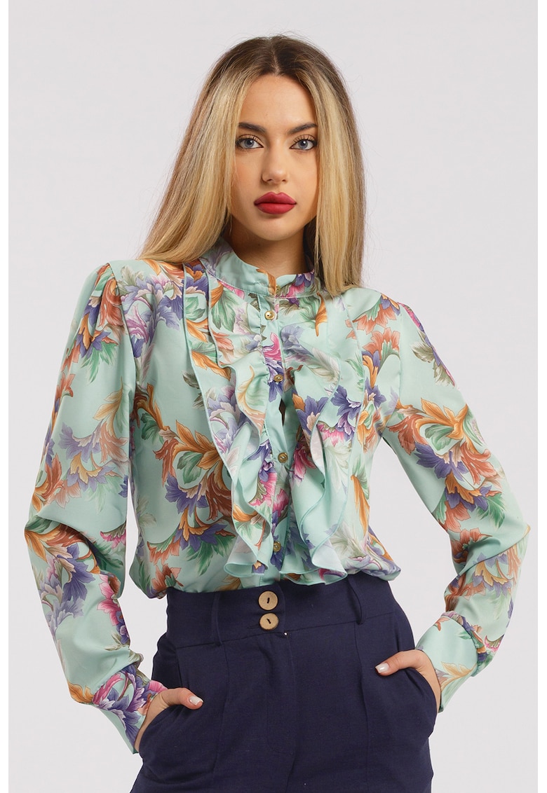 Camasa cu aplicatii cu volane si model