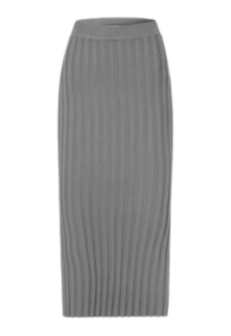 Fusta midi Delicatelove - gri - 100% casmir - pentru femei - set elegant -