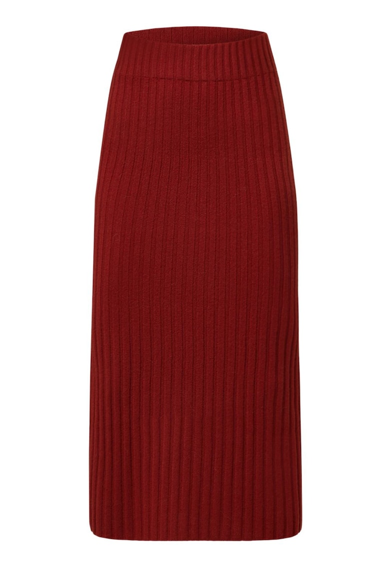 Fusta midi Delicatelove - rosu - 100% casmir - pentru femei - set elegant -