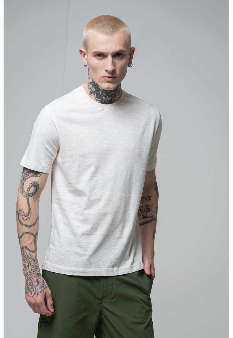 Tricou cu decolteu rotund - Alb fildes