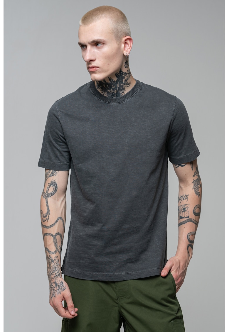Tricou cu decolteu rotund - Negru stins