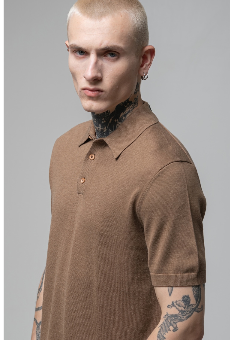 Tricou polo cu model uni - Kaki