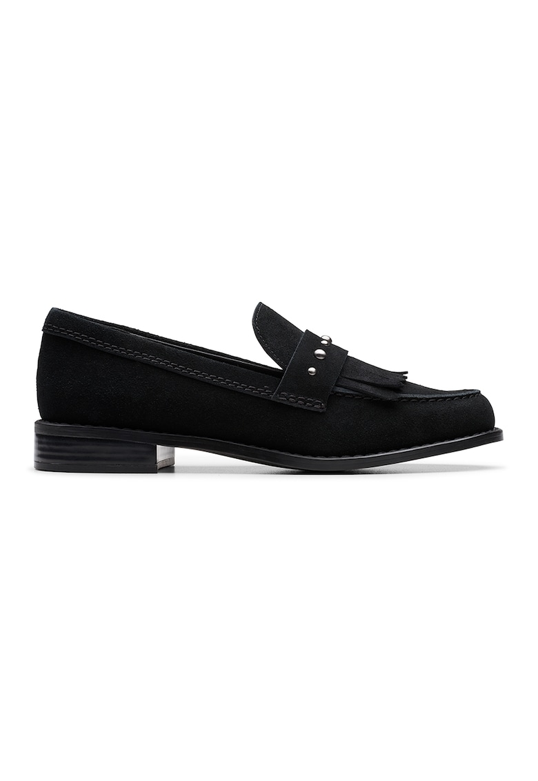 Pantofi loafer de piele intorsa cu franjuri Hana