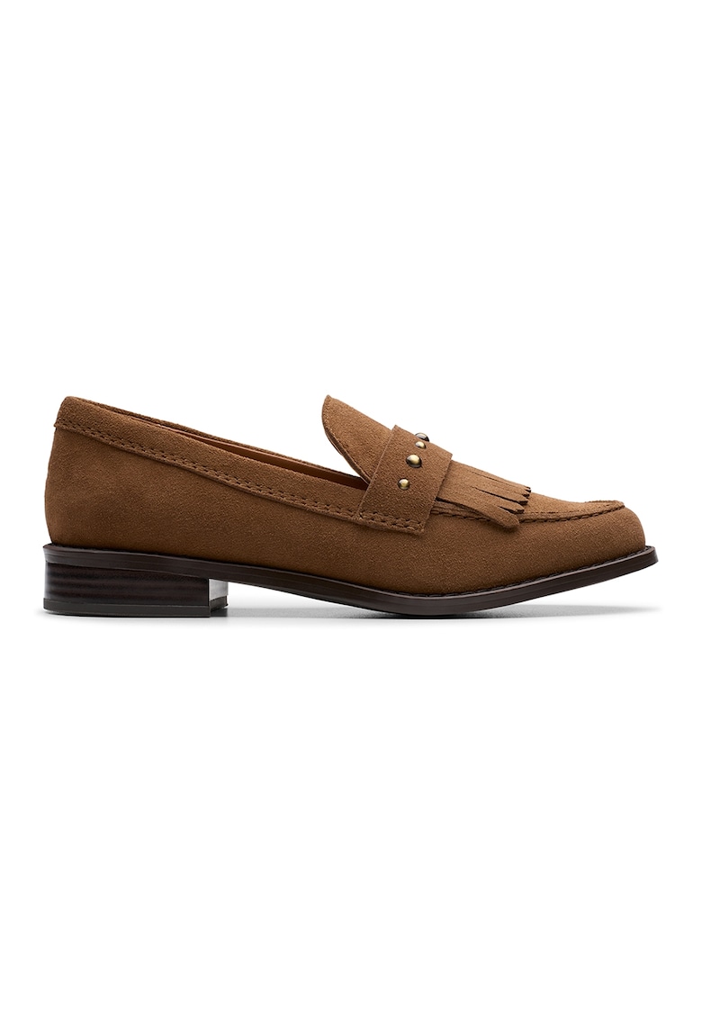 Pantofi loafer de piele intorsa cu franjuri Hana