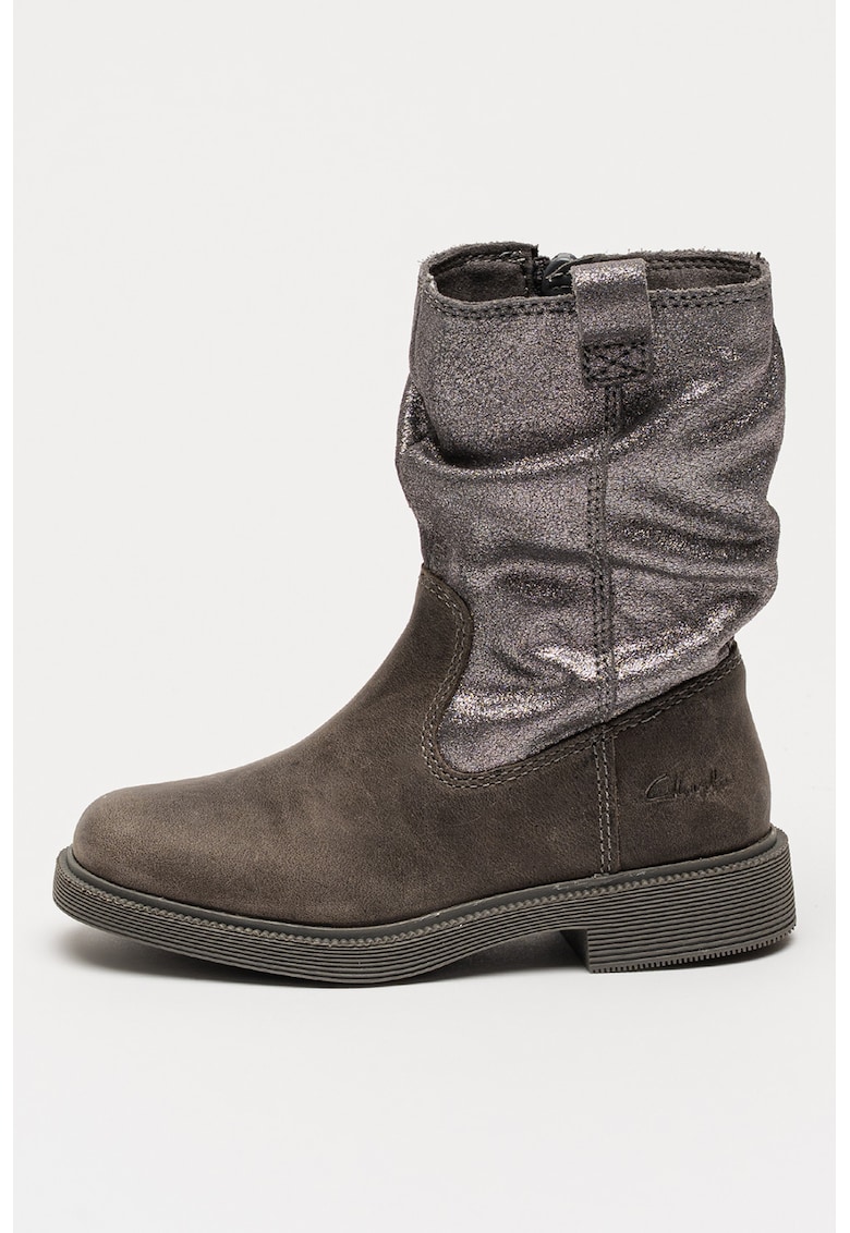 Ghete din piele intoarsa Pewter - Gri/Argintiu