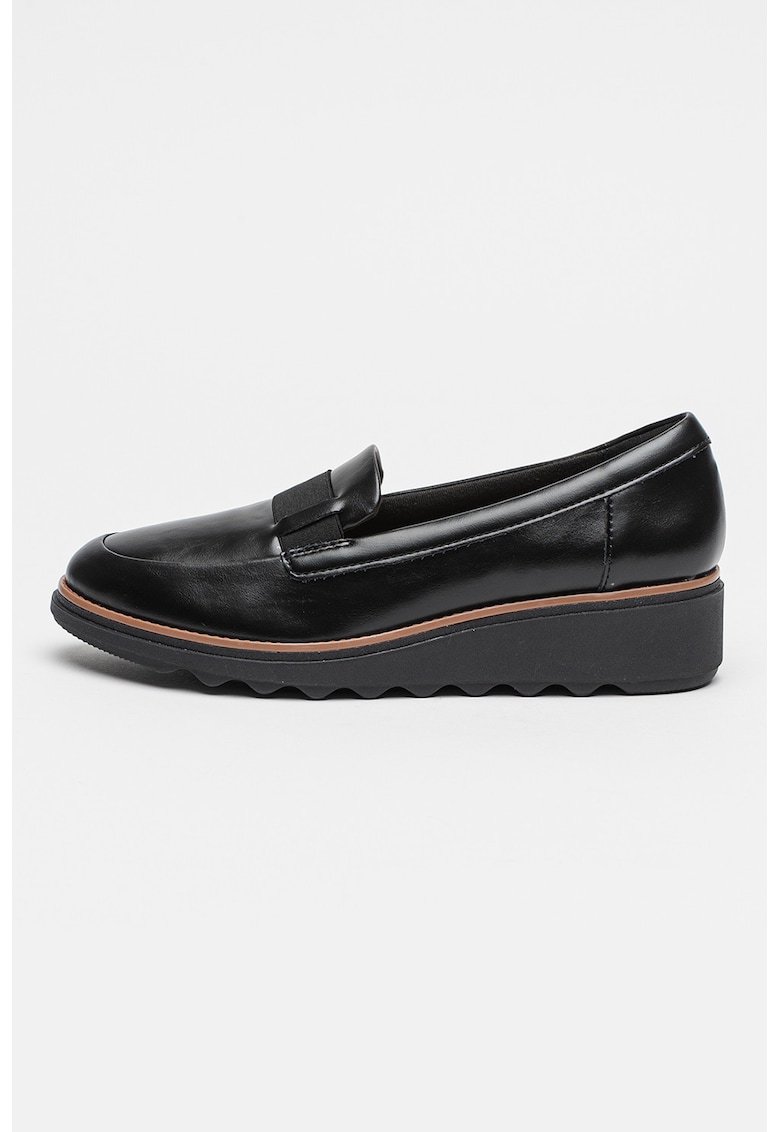Pantofi loafer wedge din piele Sharon Pace - Negru